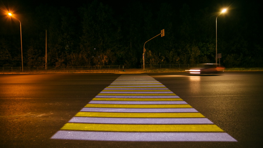 На выезде из Чебоксар появился первый проекционный пешеходный переход