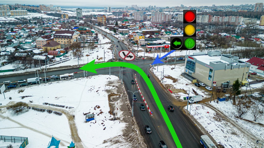 На выезде с Гражданской разрешили поворот налево по стрелке светофора. Теперь официально